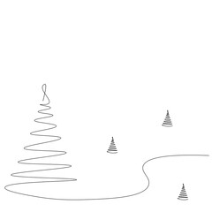 Christmas trees landscape. Vector illustration
