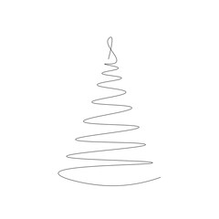Christmas tree silhouette drawing. Vector illustration