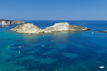 The cobalt blue sea of the archipelago of the tremiti islands in Puglia, Gargano, Italy