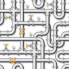 Gas pipeline realistic vector seamless pattern in flat style.