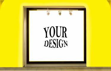 Billboard blank for advertising. Bright place for your design or ad. Yellow background