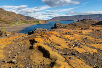 Volcanic beach on Lake Kleifarvatn, western Iceland