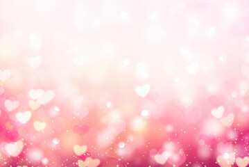 Valentine bokeh,blurred hearts backdrop.Abstract romantic background.