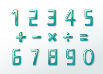 Liquified and Glassy Number and Symbol Make Peaceful Feeling Vector Illustration Graphic EPS 10
