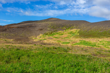 Travel to Iceland. Beautiful Icelandic landscape with mountains.