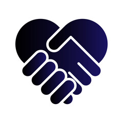 Handshake icon - Two hands together. Heart symbol vector illustration. 