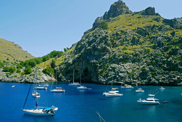 Fototapeta na wymiar Cliffs of Sa Calobra near Torrent de Pareis, Mallorca, Balearic Island