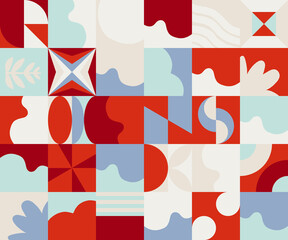 Abstract Vector Pattern Collage With Digital Graphics Forms And Geometry Shapes