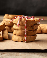 baked piece Italian almond biscotti, cantuccini cookies