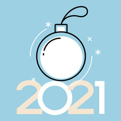 Vector 2021 Happy New Year background . Сhristmas card. Holiday gift card, Festive poster, web banner, header for website. Winter season with traditional elements. Flat vector illustration.
