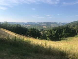 Panoramic view of the rolling hills of Parma, Italy