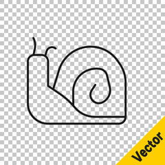 Fototapeta premium Black line Snail icon isolated on transparent background. Vector.
