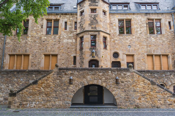 Facade of a building of the historic castle in the old town in Alzey / Germany, now the Alzey District Court