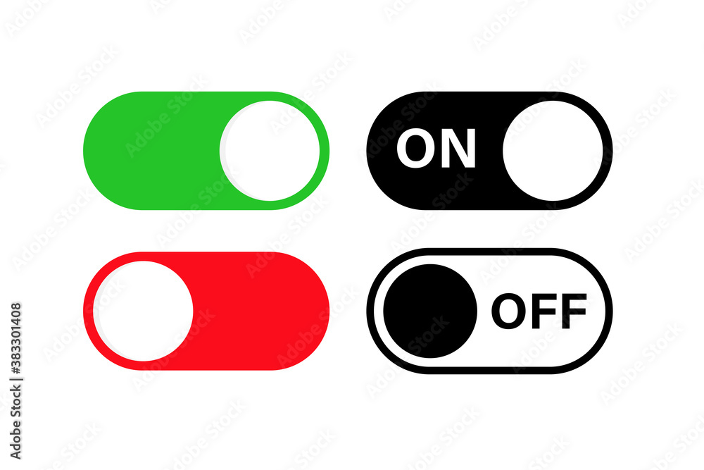 Poster switch toggle buttons on off. vector isolated web elements. mobile app interface switch buttons and 