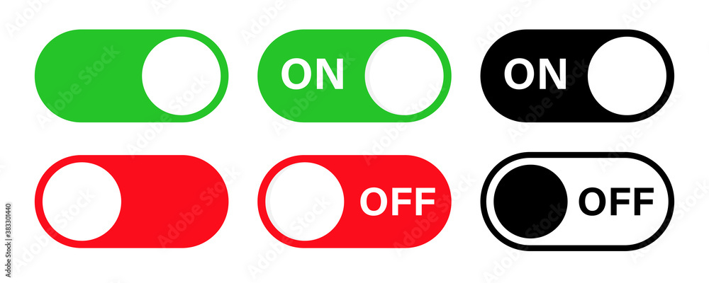 Poster switch toggle buttons on off. vector isolated web elements. mobile app interface switch buttons and 