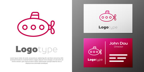 Naklejka premium Logotype line Submarine toy icon isolated on white background. Logo design template element. Vector.