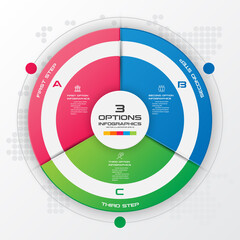 Circle chart infographic template with 3 options,Vector illustration.