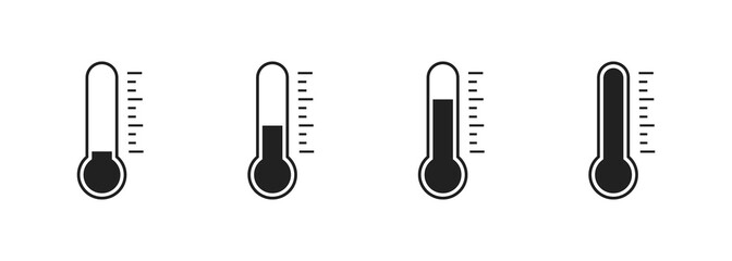 Thermometer hot and cold vector set icon in flat. Weather element illustration