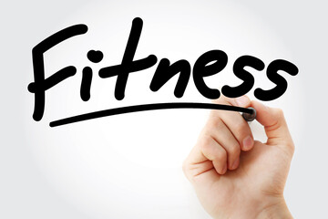 Fitness text with marker, sport concept background