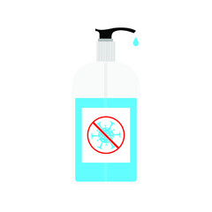 Hand sanitizers. Alcohol rub sanitizers kill most bacteria, fungi and stop some viruses such as coronavirus. Hygiene product. Sanitizer bottle. Covid-19 spread prevention. Vector illustration