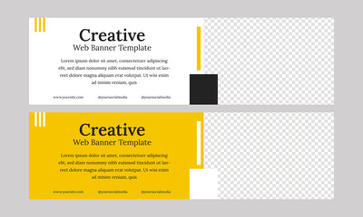 Yellow web banner template simply and elegant vector design
