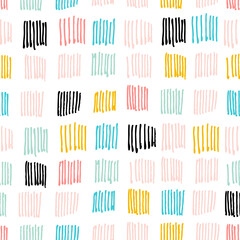 Strips geometric pattern with doodle lines. Hand drawn seamless pattern with vertical line texture. Pastel color. Vector illustration.