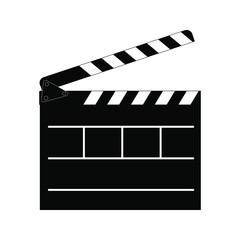 Fototapeta premium Movie clapperboard vector. for cinema film production. Board clap for video clip scene start. Lights, camera, action!. icon vector illustration on white background