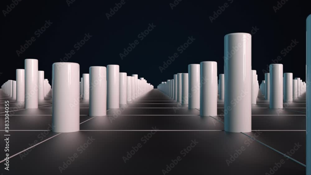 Aufkleber surface with numerous repeating cylinders. isometric background with dynamic effect. computer genera
