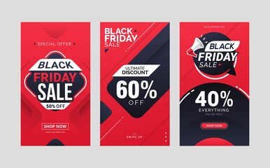 Black friday sale social media stories template design collection