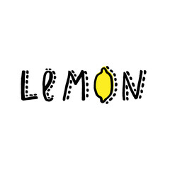 Hand-drawn lemon with arms, legs and a smile.