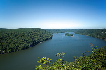 Susquehanna River in PA, USA on a summer autumn day. It is the longest river on the East Coast of...