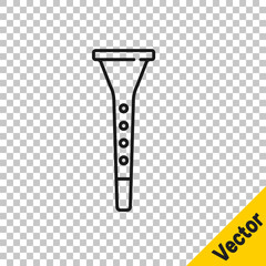 Black line Clarinet icon isolated on transparent background. Musical instrument. Vector.