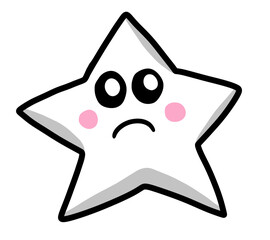 Cartoon Stylized Sad White Star
