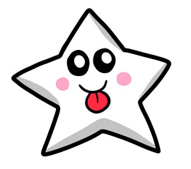 Cartoon Stylized Silly White Star
