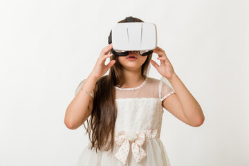 Young girl in VR goggles