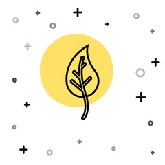 Black line Leaf icon isolated on white background. Leaves sign. Fresh natural product symbol. Random dynamic shapes. Vector.