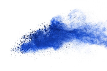 Fototapeta na wymiar Blue powder particle splash isolated on white background.