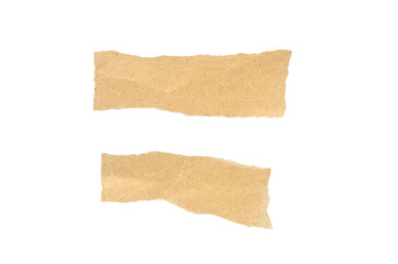 Recycled paper craft stick on a white background. Brown paper torn or ripped pieces of paper isolated on white background with clipping path.