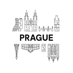 Fototapeta premium Prague skyline. Doodle Style.