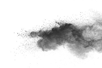 Fototapeta premium Black powder (Charcoal powder) scattered. Isolated on white background.&nbsp;