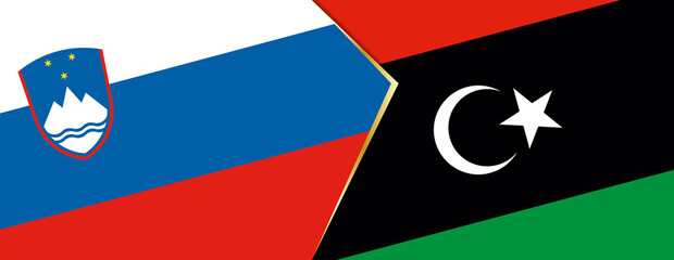 Slovenia and Libya flags, two vector flags.