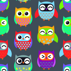 Naklejka premium Owls pattern. Vector pattern seamless background. Ready for printing on textile and other seamless design.