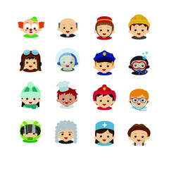 Obraz premium People and professions in cartoon style. Collection of funny characters for children.