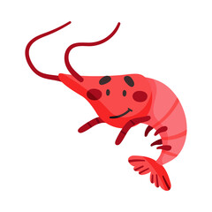 Shrimp as Sea Animal Floating Underwater Vector Illustration