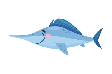 Obraz premium Fish with Side Fins as Sea Animal Floating Underwater Vector Illustration