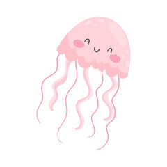 Jellyfish as Sea Animal Floating Underwater Vector Illustration