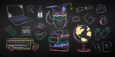 Education chalk drawings collection - obrazy, fototapety, plakaty