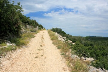 Fototapeta na wymiar hiking and biking trail, Lake Vrana, near Zadar, Croatia