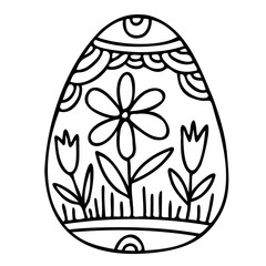 Vector isolated illustration of lined silhouette of ornamental easter egg
