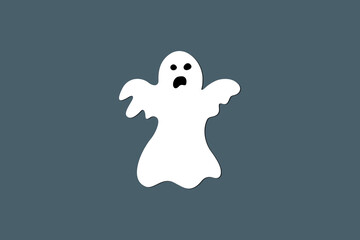 Simple white cartoon ghost, vector drawing